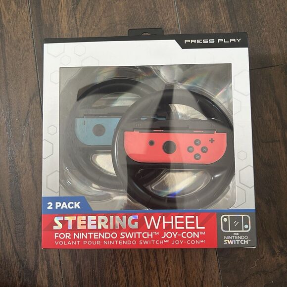 NIB Press Play Nintendo Switch Steering Wheel 2 Pack —Controllers Not Included - Picture 1 of 3